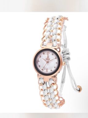 Invicta Rose Gold and White Braided Strap Women's Watch